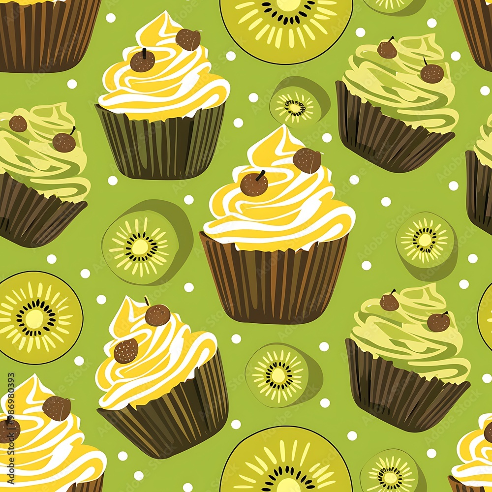 Delicious kiwi cupcakes with swirls of frosting,