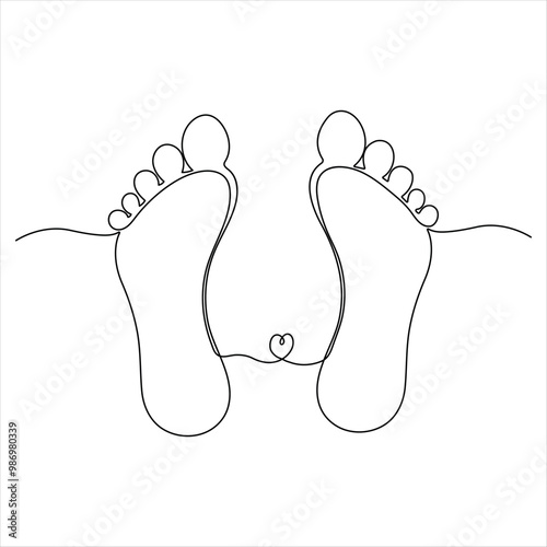 Continuous single one line art  drawing of  foot sole human organ concept vector