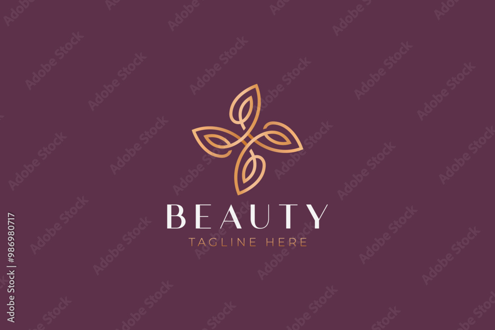 Logo Beauty Natural Geometric Abstract Swirl Leaf Business Skincare Cosmetic Logo Beauty Natural Geometric Abstract Swirl Leaf Business Skincare Cosmetic