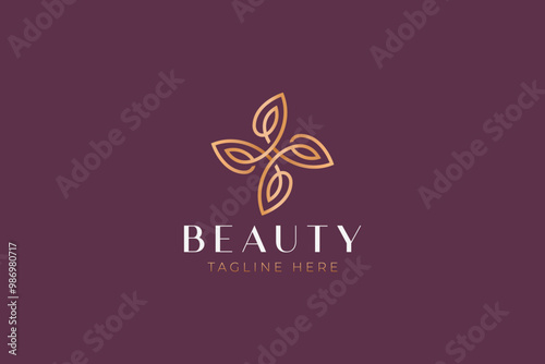 Logo Beauty Natural Geometric Abstract Swirl Leaf Business Skincare Cosmetic