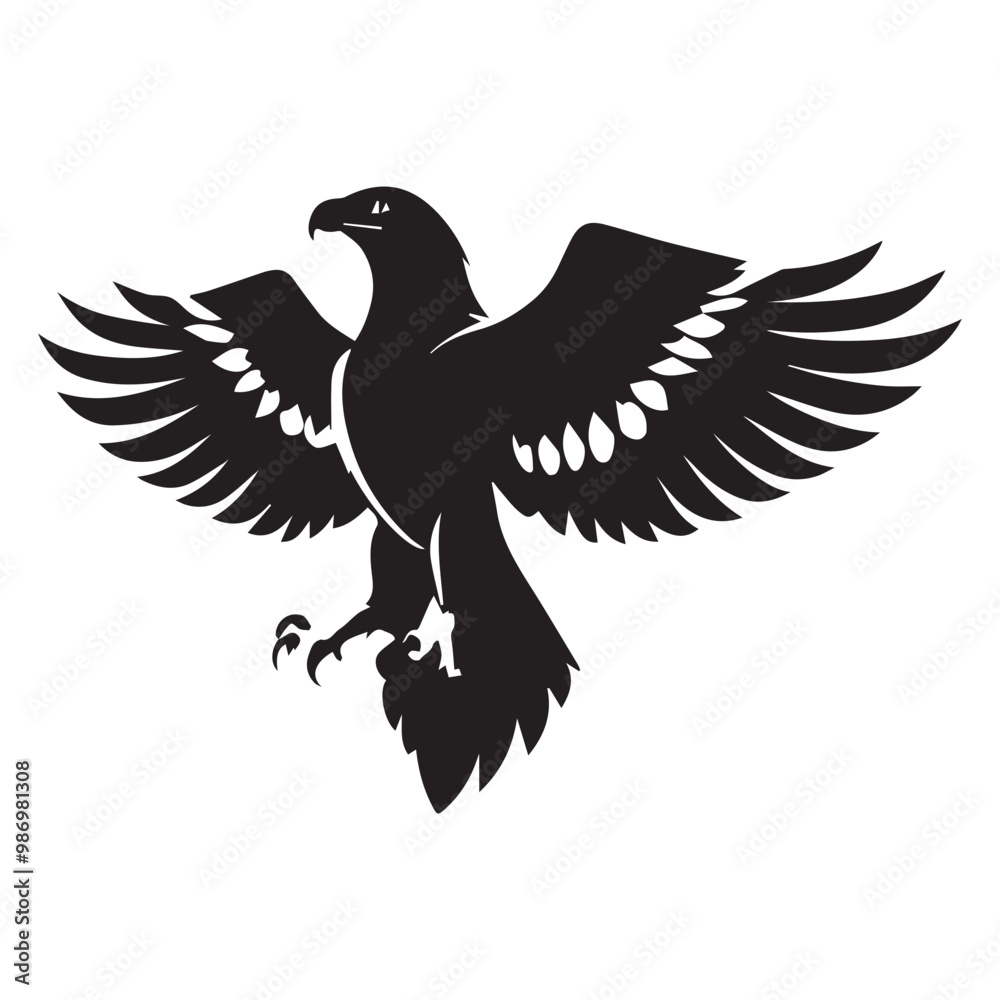 Obraz premium Black eagle head logo Vector Silhouette on white