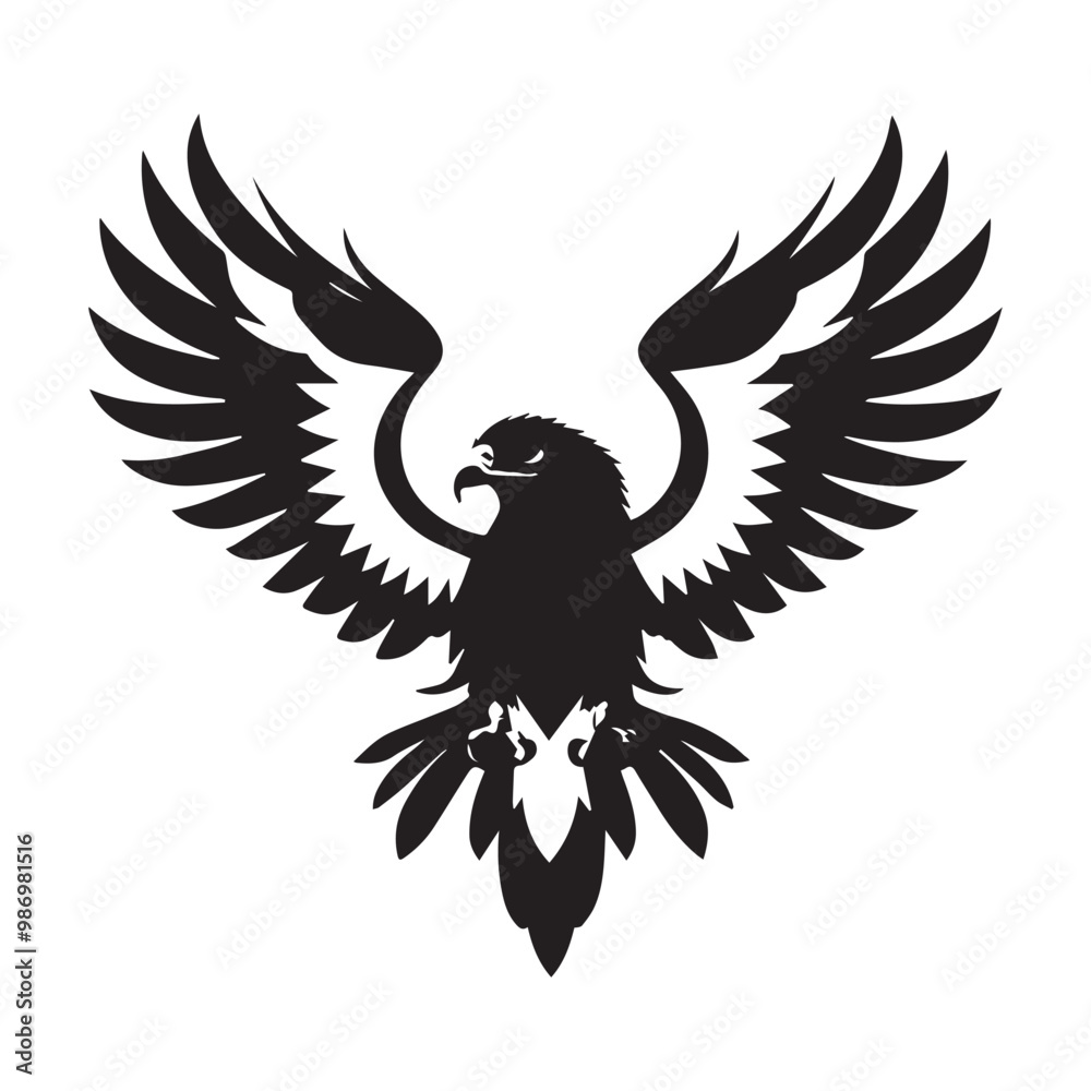 Obraz premium Black eagle head logo Vector Silhouette on white