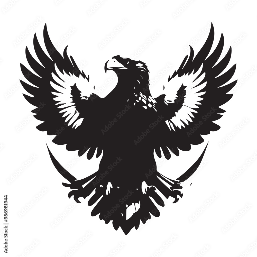 Obraz premium Black eagle head logo Vector Silhouette on white