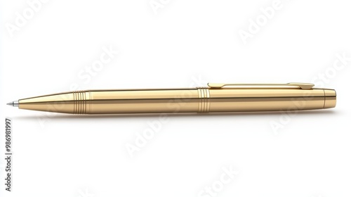 Elegant Gold Ballpoint Pen with Chrome Trim  Professional Writing Tool photo