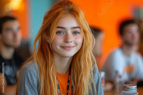 Wallpaper Mural  A diverse group of Gen Z employees participating in a career development workshop, led by an experienced mentor in a conference. Generative AI Torontodigital.ca