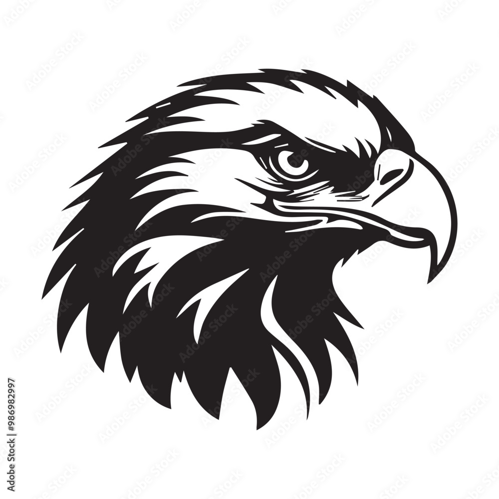 Black eagle head logo Vector Silhouette on white Black eagle head logo Vector Silhouette on white
