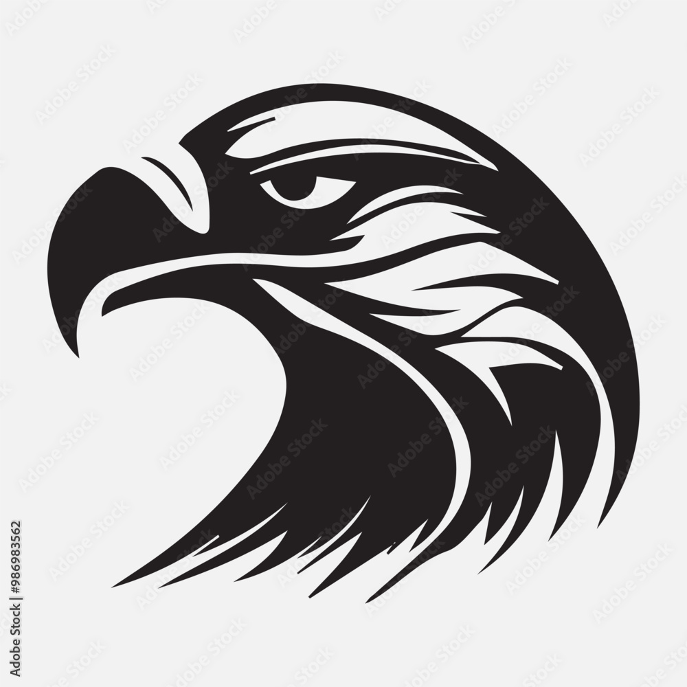Fototapeta premium Black eagle head logo Vector Silhouette on white