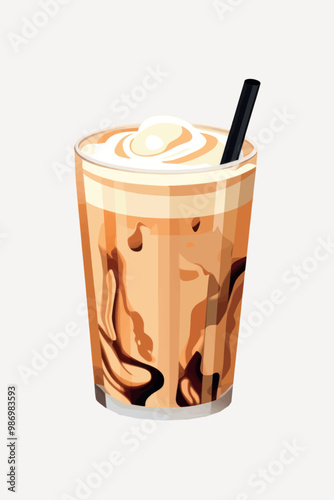 Delicious iced coffee with cream