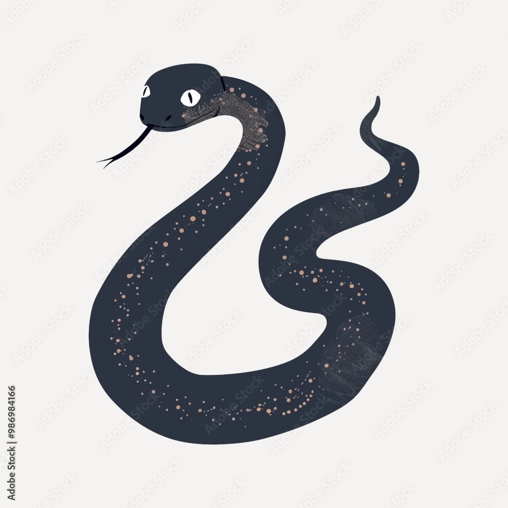 Fototapeta premium Whimsical illustrated black snake