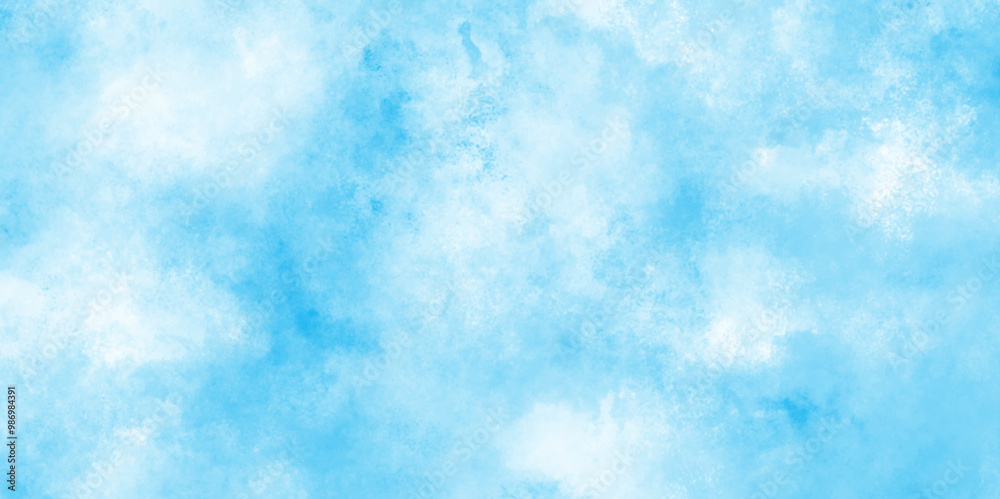 Digital art painting of cloudy sky, blurred and grainy Blue powder explosion with natural cloudy clouds and fog, watercolor design with watercolor texture with tiny white clouds. Digital art painting of cloudy sky, blurred and grainy Blue powder explosion with natural cloudy clouds and fog, watercolor design with watercolor texture with tiny white clouds.