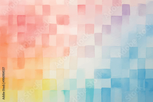 Colorful abstract watercolor squares