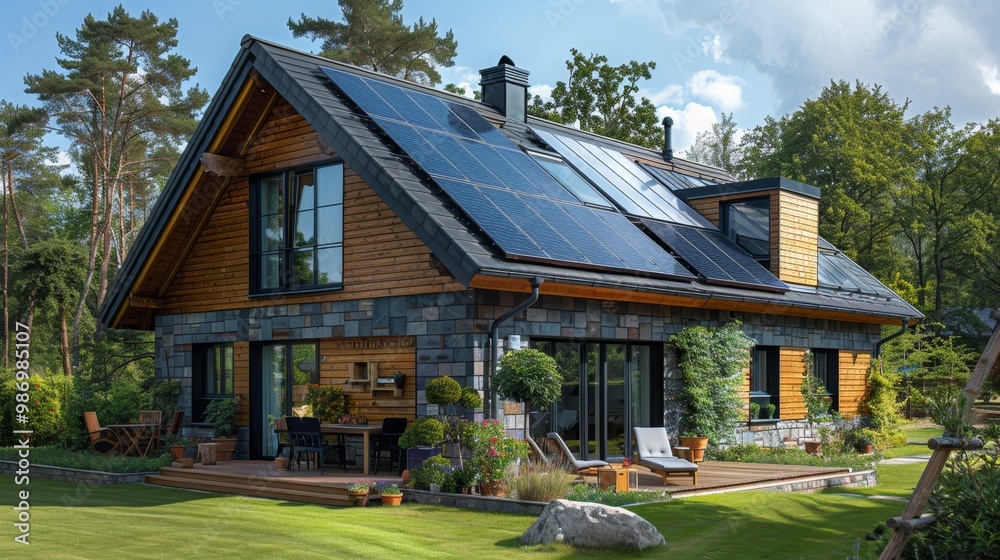 Sustainable home with solar panels Sustainable home with solar panels