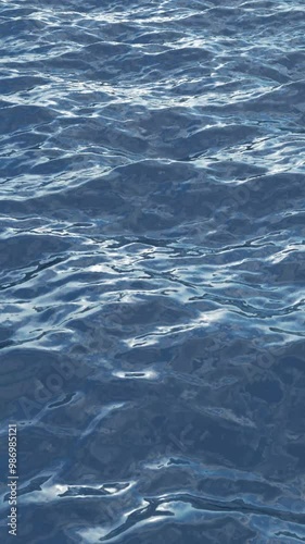 3D renderer of ocean waves. Rays of light on the water.