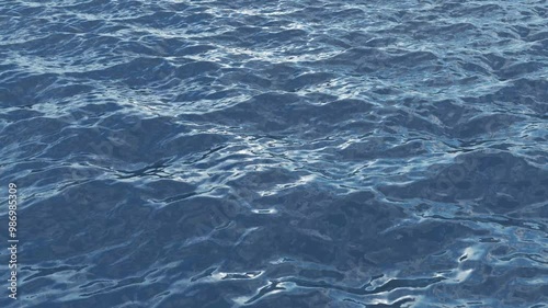 3D renderer of ocean waves. Rays of light on the water.