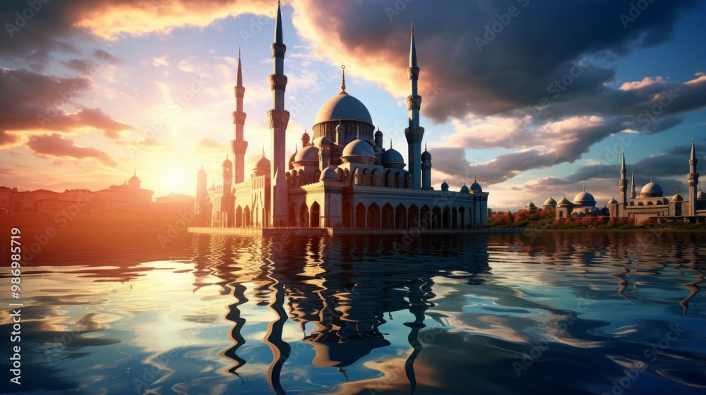 Obraz premium Mosque at Sunset
