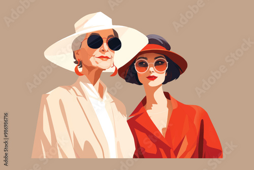 Stylish women in vintage attire