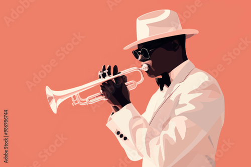 Stylish jazz musician playing trumpet