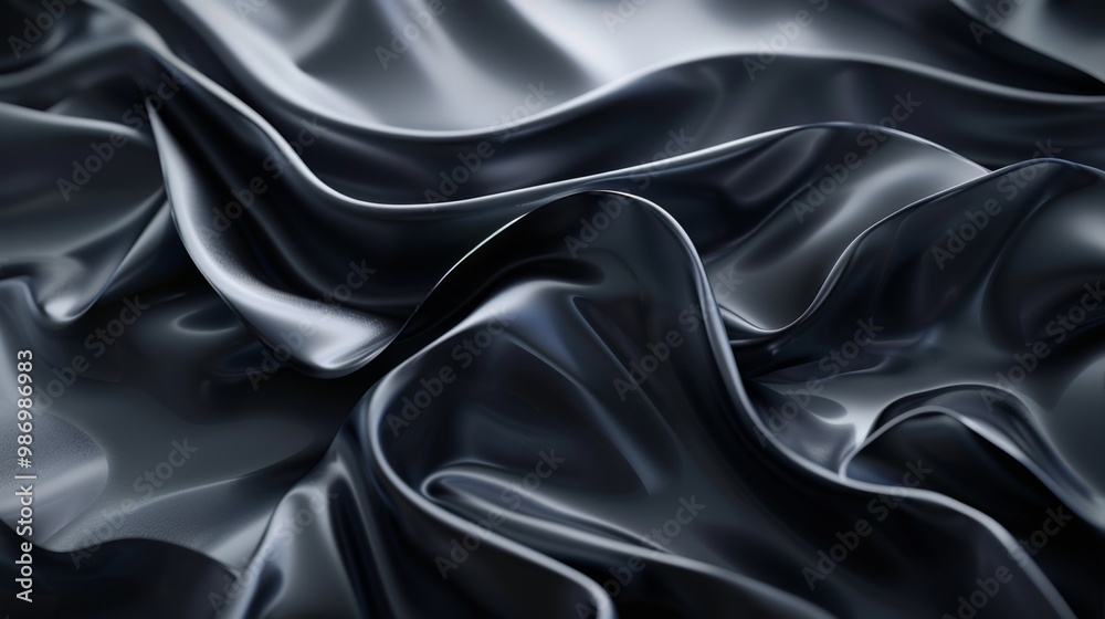 Abstract Black Satin Fabric Abstract Black Satin Fabric