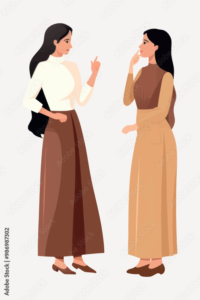 Women discussing fashion trends Women discussing fashion trends