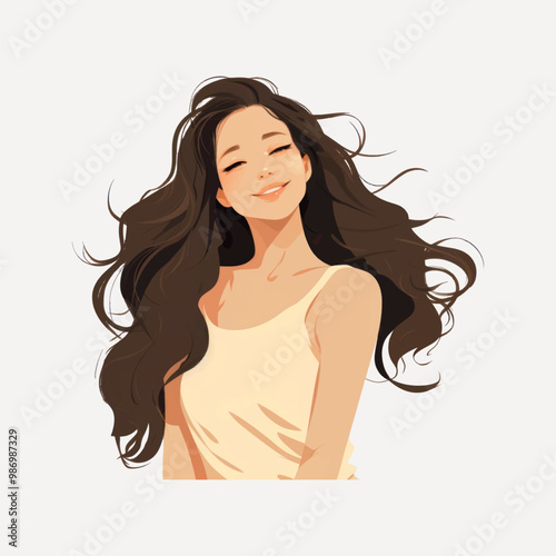 Smiling woman with flowing hair