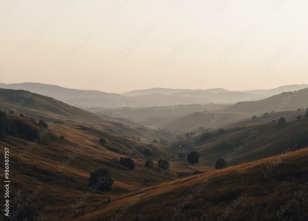 Autumn Landscape in the Apennines with Warm Light Autumn Landscape in the Apennines with Warm Light