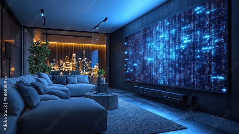 large digital screen in a wall-mounted smart home large digital screen in a wall-mounted smart home
