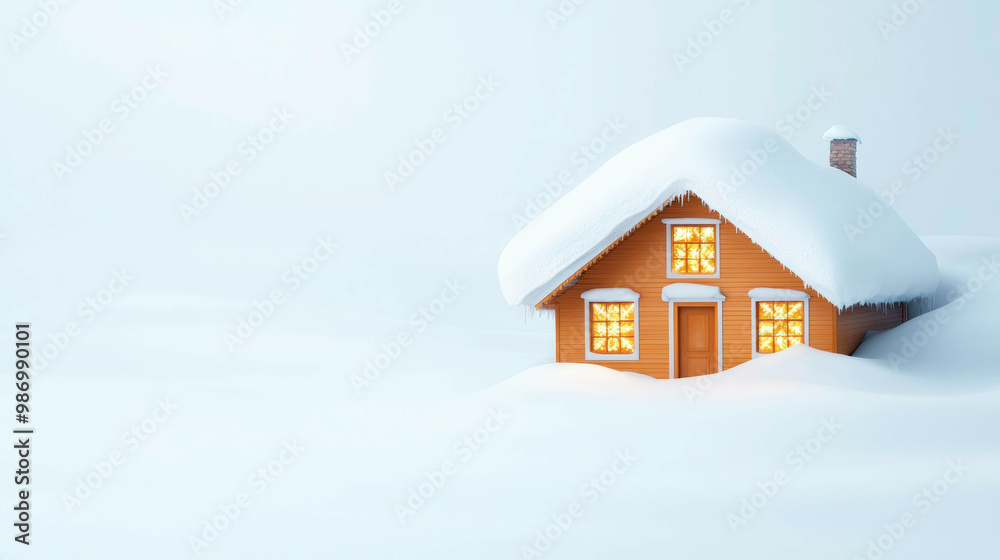 A cozy wooden cabin buried under a blanket of fresh snow, with glowing windows radiating warmth, stands quietly in a winter wonderland, offering a peaceful and serene holiday scene. A cozy wooden cabin buried under a blanket of fresh snow, with glowing windows radiating warmth, stands quietly in a winter wonderland, offering a peaceful and serene holiday scene.