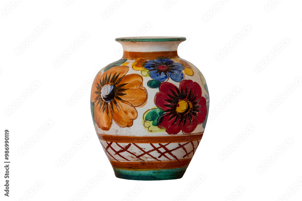Painted ceramic vase isolated on white background Painted ceramic vase isolated on white background