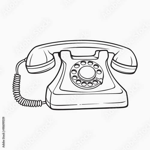 Vintage rotary dial telephone illustration