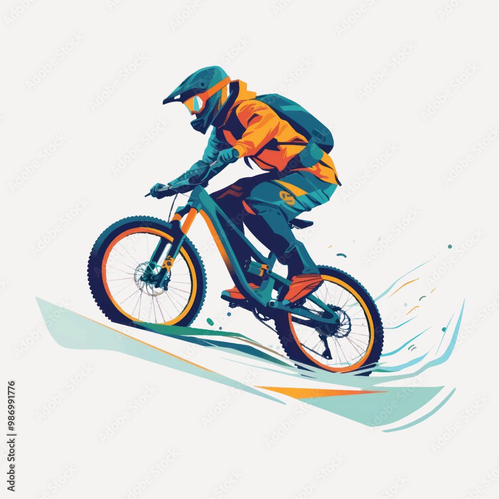 Fototapeta premium Dynamic mountain biking adventure illustration