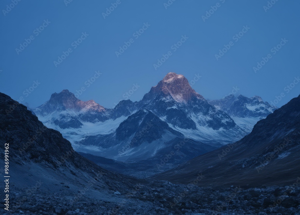 Mount Everest at Twilight with Deep Blue and Purple Sky Mount Everest at Twilight with Deep Blue and Purple Sky