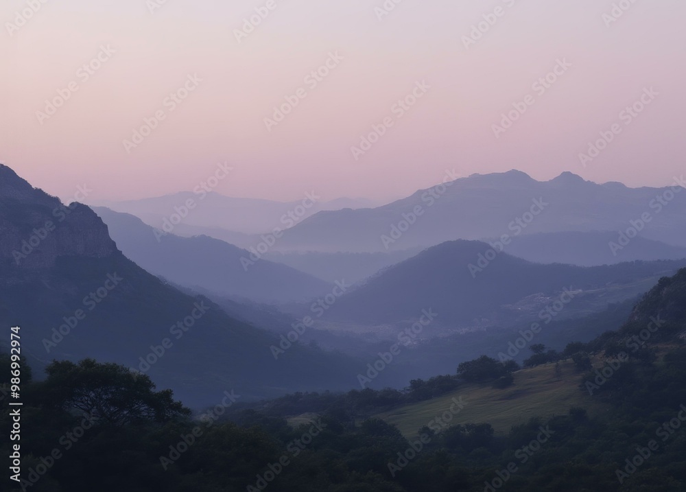 Dusk Over Mount Olympus with Purple and Pink Sky Dusk Over Mount Olympus with Purple and Pink Sky