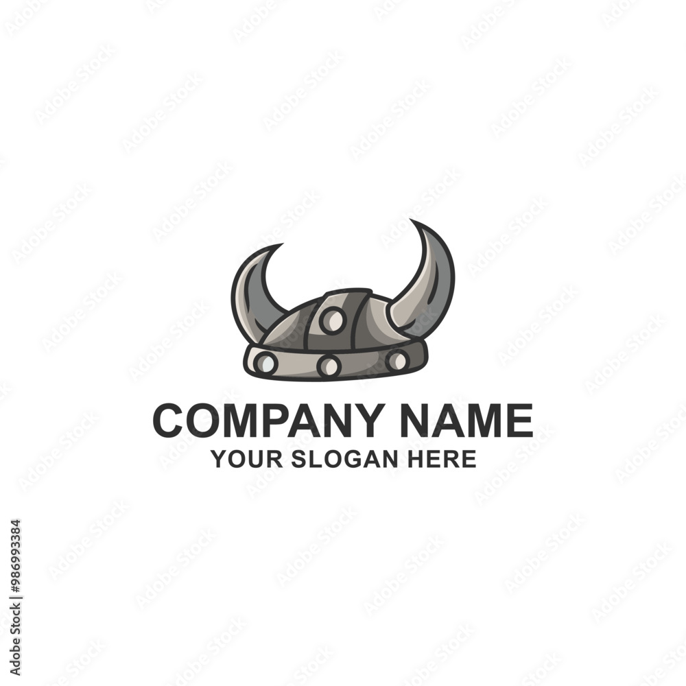 Fototapeta premium Viking Helmet Logo Vector Illustration