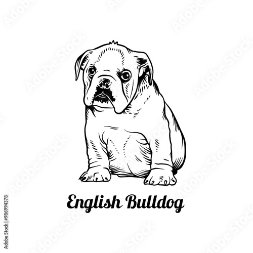 Puppy English Bulldog - Dog Breed, Funny dog Vector File, detailed vector