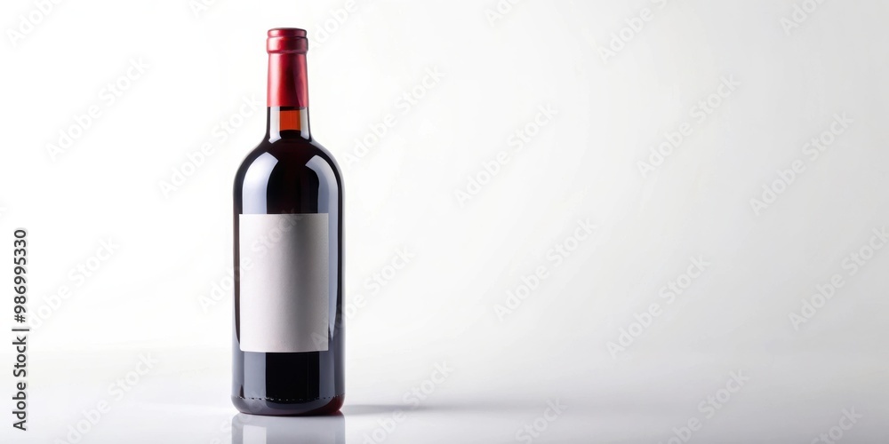 Bottle of red wine with elegant label on white background Bottle of red wine with elegant label on white background