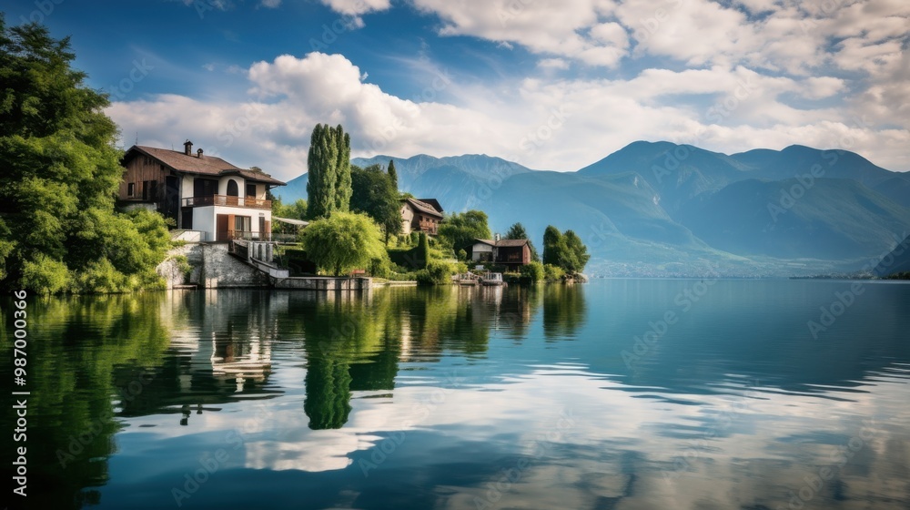 A tranquil waterfront view with still, clear waters mirroring beautifully landscaped homes and lush greenery under a bright blue sky. A tranquil waterfront view with still, clear waters mirroring beautifully landscaped homes and lush greenery under a bright blue sky.