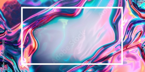 Banner with copy space - Iridescent Holographic Frame. Party invitations, beauty product promotions, digital banners, fashion events, music event, club flyers, logos, space for text