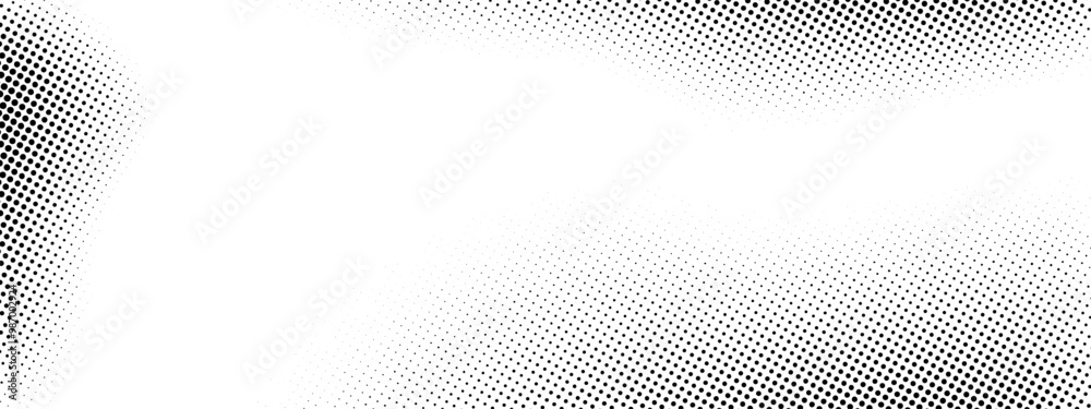 Gradient dotted noise texture with fades for retro comic background. Grunge halftone backdrop with black dots imitating shadow. Monochrome black and white backdrop. Pop art, anime or manga style overl