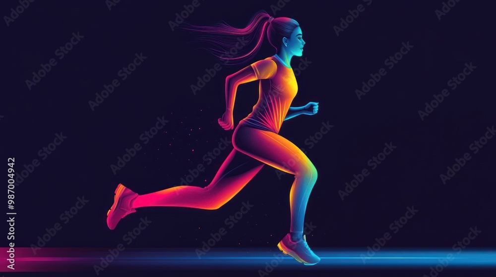 Running Woman in Neon Lights Running Woman in Neon Lights