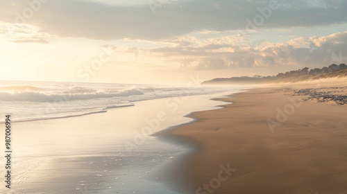 Wallpaper Mural Serene Sunrise: Tranquil Beach with Soft Light and Calm Reflections Torontodigital.ca