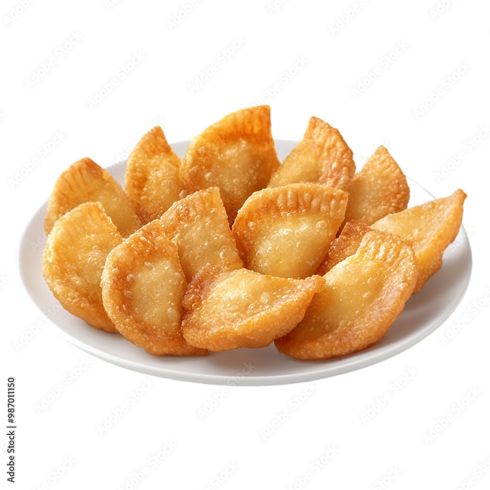 Golden Crispy Cheese Momos On white and transparent background. PNG cutout. Golden Crispy Cheese Momos On white and transparent background. PNG cutout.