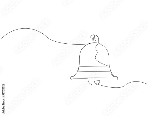 Continuous one line drawing of school bell. One line drawing illustration of international education day. Back to school, reminder, alertness concept line art. Editable outline