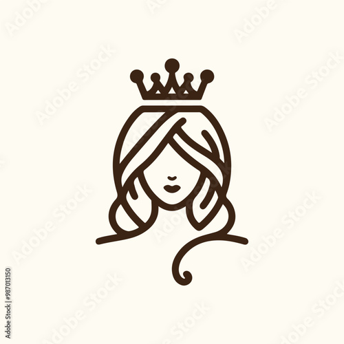 beauty line art queen logo template. goddess of nature logo illustration
