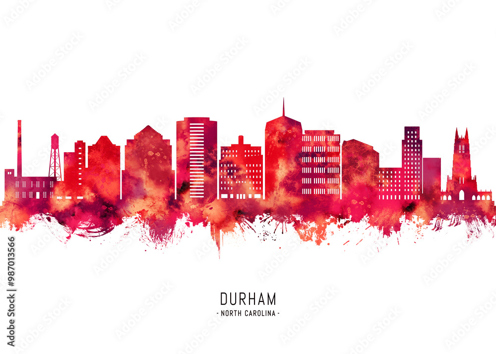 Fototapeta premium Durham North Carolina Skyline Red