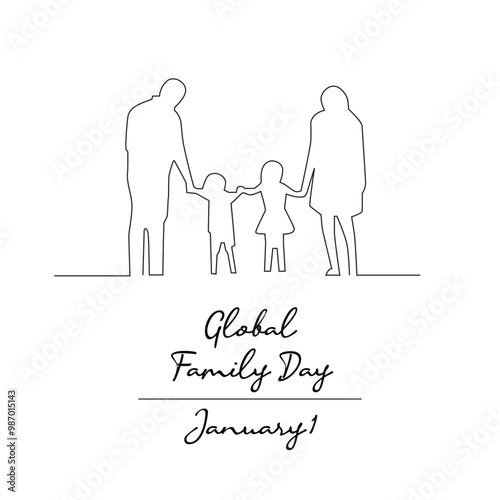 line art of Global Family Day good for Global Family Day celebrate. line art.