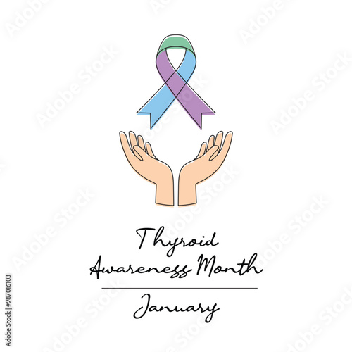 line art of Thyroid Awareness Month good for Thyroid Awareness Month celebrate. line art.