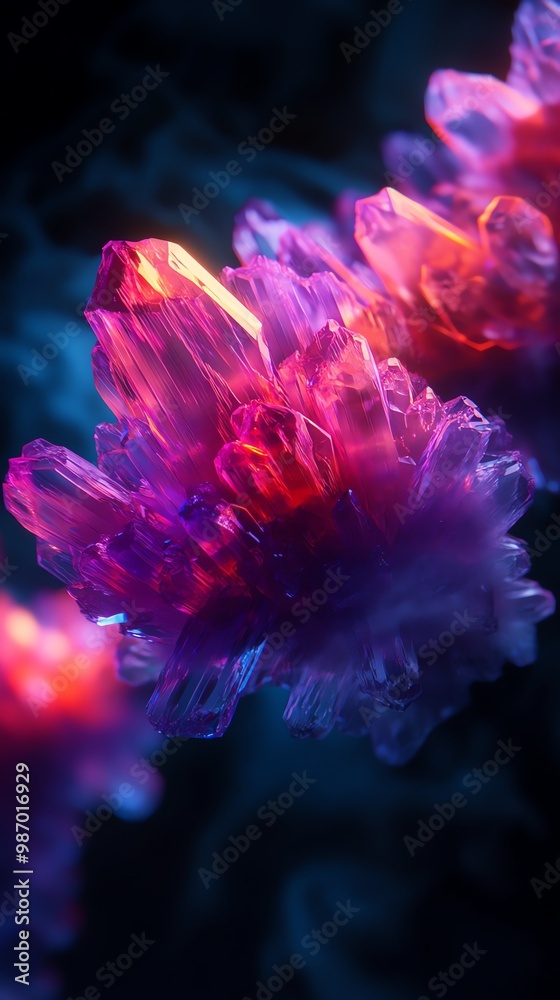 Floating islands made of glowing, translucent crystals in vibrant colors, visualizing imaginative landscapes Floating islands made of glowing, translucent crystals in vibrant colors, visualizing imaginative landscapes