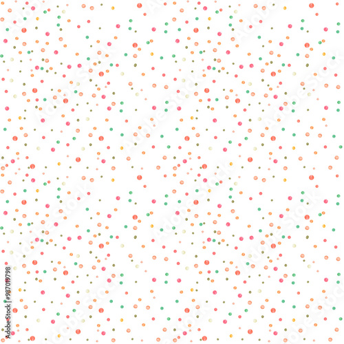 Hand drawn watercolor colorful confetti seamless pattern isolated on white background. Can be used for textile, fabric, scrapbook and other printed products. photo