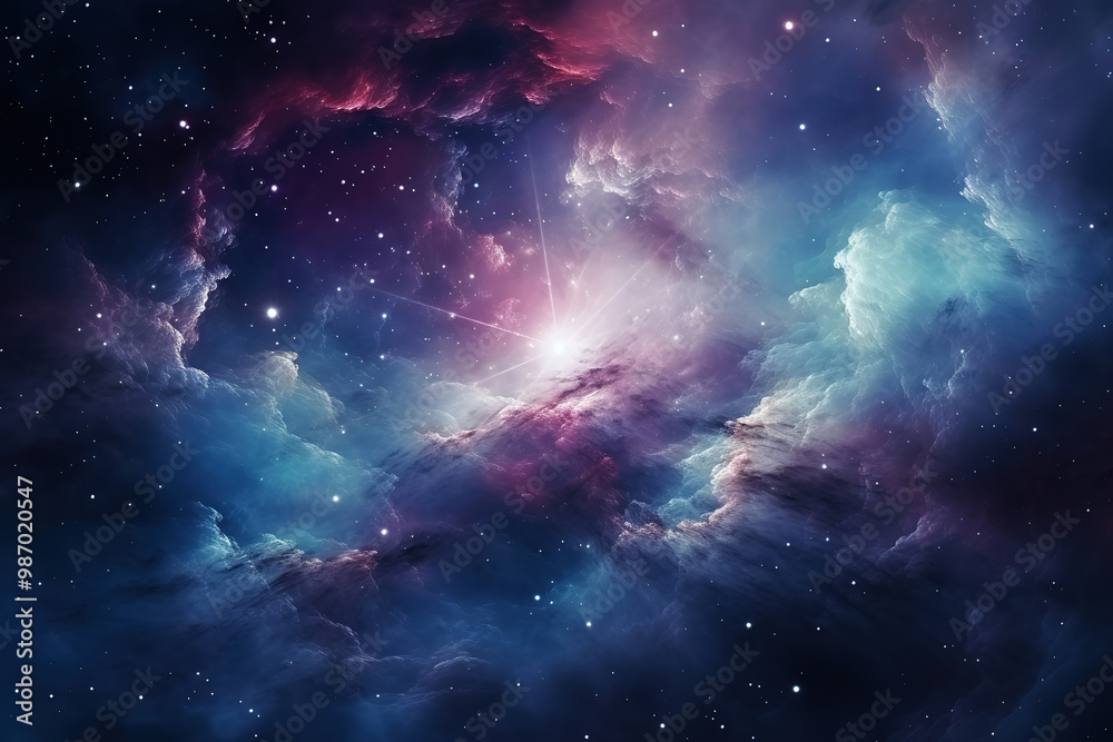Fototapeta premium Awesome The atmosphere creates a purple nebula in the sky