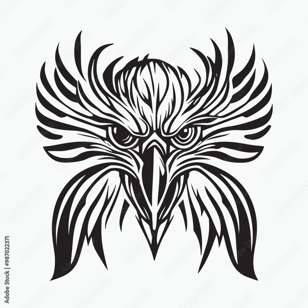 Black eagle head logo Vector Silhouette on white Black eagle head logo Vector Silhouette on white